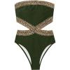 imageMilumia Womens Stitch Detail Strapless One Piece Swimsuit Cut Out Bandeau Bathing SuitSolid Army Green