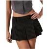 imageMilumia Womens Striped Low Waisted Pleated Mini Skirt Y2k Trendy Short Skater SkirtsBlack