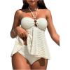 imageMilumia Womens Tankini Sets Two Piece Halter Cut Out Bathing Suits Tummy Control Swimsuit Flowy SwimwearBeige