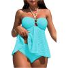 imageMilumia Womens Tankini Sets Two Piece Halter Cut Out Bathing Suits Tummy Control Swimsuit Flowy SwimwearBlue