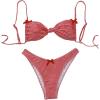 imageMilumia Womens Y2k Gingham Print Bikini Swimsuit 2 Piece Bow Decor Bathing SuitsRed