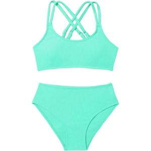 imageMilumia Girls 2 Piece Swimsuits Criss Cross Spaghetti Strap Bikini SetsCadet Blue