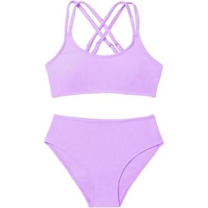 imageMilumia Girls 2 Piece Swimsuits Criss Cross Spaghetti Strap Bikini SetsMauve Purple