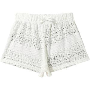 imageMilumia Girls Crochet Sheer Coverup Hollow Eyelet Shorts Swim Cover Up BeachwearLight White