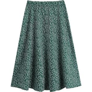 imageMilumia Girls Cute Summer Boho Ditsy Floral High Waisted A Line Flare Midi Skirt Flowy Long SkirtGreen