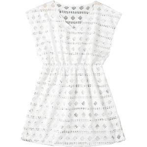 imageMilumia Girls Eyelet Hollow Beach Coverups Swimsuit Swimwear Cover UpEyelet White