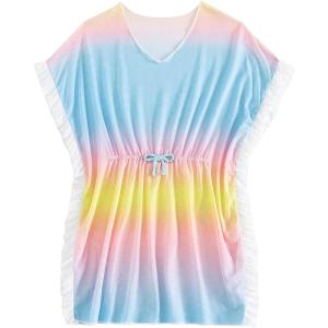 imageMilumia Girls Tie Dye Mesh Sheer Beach Coverups Ruffle Swimsuit Cover UpOrbme Multi Blue