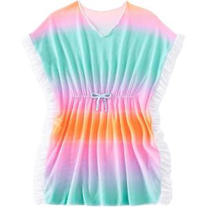 imageMilumia Girls Tie Dye Mesh Sheer Beach Coverups Ruffle Swimsuit Cover UpRuffle Trim Ombre