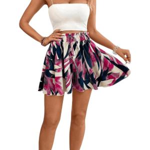 imageMilumia Womens Ditsy Floral Elastic Waist Skort Ruffle Hem Boho Short Skirt SkortsHot Pink