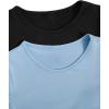 imageMilumia Girls 2 Piece Cut Out Crisscross Tee Crop Tops Short Sleeve Round Neck T ShirtsBlue and Black