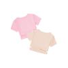 imageMilumia Girls 2 Piece Cut Out Crisscross Tee Crop Tops Short Sleeve Round Neck T ShirtsLight Pink and Beige