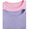 imageMilumia Girls 2 Piece Cut Out Crisscross Tee Crop Tops Short Sleeve Round Neck T ShirtsPurple and Pink