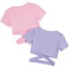 imageMilumia Girls 2 Piece Cut Out Crisscross Tee Crop Tops Short Sleeve Round Neck T ShirtsPurple and Pink