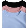 imageMilumia Girls 3 Pack Ribbed Knit Bodysuits V Neck Short Sleeve Lettuce Trim Romper Jumpsuit TopsPink Blue Black