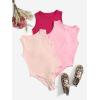 imageMilumia Girls 3 Piece Casual Solid Tank Top Sleeveless Round Neck Bodysuit JumpsuitMulti Pink