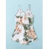 imageMilumia Girls Casual Floral Print Wrap Front High Waist Cami Short RomperA Multicolored