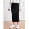 imageMilumia Girls Casual High Waist Long Pencil Skirt Comfy Plain Straight SkirtsBlack