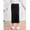 imageMilumia Girls Casual High Waist Long Pencil Skirt Comfy Plain Straight SkirtsBlack