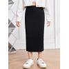 imageMilumia Girls Casual High Waist Long Pencil Skirt Comfy Plain Straight SkirtsBlack
