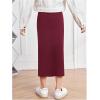 imageMilumia Girls Casual High Waist Long Pencil Skirt Comfy Plain Straight SkirtsRed