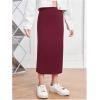 imageMilumia Girls Casual High Waist Long Pencil Skirt Comfy Plain Straight SkirtsRed