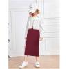 imageMilumia Girls Casual High Waist Long Pencil Skirt Comfy Plain Straight SkirtsRed