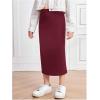 imageMilumia Girls Casual High Waist Long Pencil Skirt Comfy Plain Straight SkirtsRed