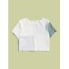 imageMilumia Girls Rib Knit Color Block Crop Tee Short Sleeve Lettuce Trim Crewneck TshirtGreen and White