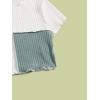 imageMilumia Girls Rib Knit Color Block Crop Tee Short Sleeve Lettuce Trim Crewneck TshirtGreen and White