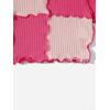 imageMilumia Girls Rib Knit Color Block Crop Tee Short Sleeve Lettuce Trim Crewneck TshirtPink