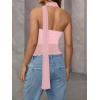 imageMilumia Women Bandeau Tops Ruched Mesh Halter Shirts with ScarfPink