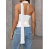 imageMilumia Women Bandeau Tops Ruched Mesh Halter Shirts with ScarfWhite