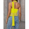 imageMilumia Women Bandeau Tops Ruched Mesh Halter Shirts with ScarfYellow