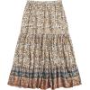 imageMilumia Women Boho Vintage Floral Print Long Skirt Summer Tiered Maxi SkirtBeige