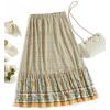 imageMilumia Women Boho Vintage Floral Print Long Skirt Summer Tiered Maxi SkirtFloral Yellow and Blue