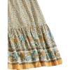 imageMilumia Women Boho Vintage Floral Print Long Skirt Summer Tiered Maxi SkirtFloral Yellow and Blue