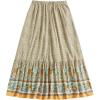 imageMilumia Women Boho Vintage Floral Print Long Skirt Summer Tiered Maxi SkirtFloral Yellow and Blue