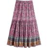 imageMilumia Women Boho Vintage Floral Print Long Skirt Summer Tiered Maxi SkirtLight Purple