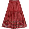 imageMilumia Women Boho Vintage Floral Print Long Skirt Summer Tiered Maxi SkirtMulti Red and Blue