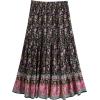 imageMilumia Women Boho Vintage Floral Print Long Skirt Summer Tiered Maxi SkirtNavy Blue
