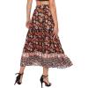 imageMilumia Women Boho Vintage Floral Print Long Skirt Summer Tiered Maxi SkirtOrange and Black Floral