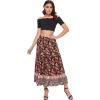 imageMilumia Women Boho Vintage Floral Print Long Skirt Summer Tiered Maxi SkirtOrange and Black Floral