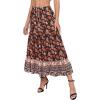 imageMilumia Women Boho Vintage Floral Print Long Skirt Summer Tiered Maxi SkirtOrange and Black Floral