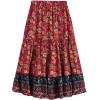 imageMilumia Women Boho Vintage Floral Print Long Skirt Summer Tiered Maxi SkirtRed and Navy