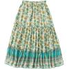 imageMilumia Women Boho Vintage Floral Print Long Skirt Summer Tiered Maxi SkirtTeal Blue Floral