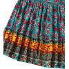 imageMilumia Women Boho Vintage Floral Print Long Skirt Summer Tiered Maxi SkirtTeal Green Floral