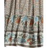 imageMilumia Women Boho Vintage Floral Print Long Skirt Summer Tiered Maxi SkirtYellow and Blue