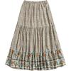 imageMilumia Women Boho Vintage Floral Print Long Skirt Summer Tiered Maxi SkirtYellow and Blue
