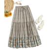imageMilumia Women Boho Vintage Floral Print Long Skirt Summer Tiered Maxi SkirtYellow and Blue