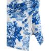 imageMilumia Women Floral Mesh Strapless Ruched Tube Top Split Hem Sleeveless Bandeau Crop TopsBlue